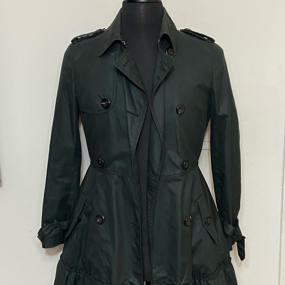 REDValentino Knee Length Black Coat with Silk Belt